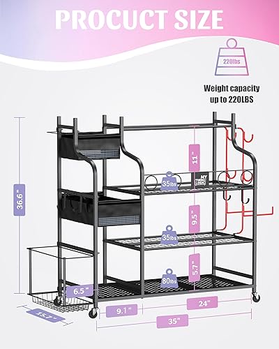 Miniatura 7 de Mythinglogic Weight Rack for Dumbbells, Home Gym Storage for Yoga Mat Dumbbells Kettlebells and Strength Training Equipment, Dumbbell Rack with