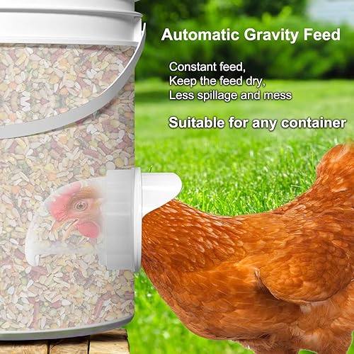 Miniatura 2 de Alimentador de pollos sin desperdicios automático para aves de corral, puertos, comederos de pollo y bebederos, kit de comederos de pollo DIY