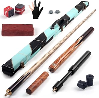 Kmise 3/4 Split Snooker Pool Cue, 57" 9mm Tips 18 19 20oz Billiard Cue Stick Handcraf 4-Face Spliced Professional Pool Stick W/ 2 Extension Cues Leather Case Tips Chalks Glove Protectors Towel