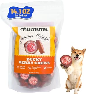 14.1oz Real Duck & Cranberry Filled Roll Dog Treats | Beef Hide Dog Chews for Tartar Control and Dental Care - Puppy Training Treats for All Breed, Large, Small Dogs
