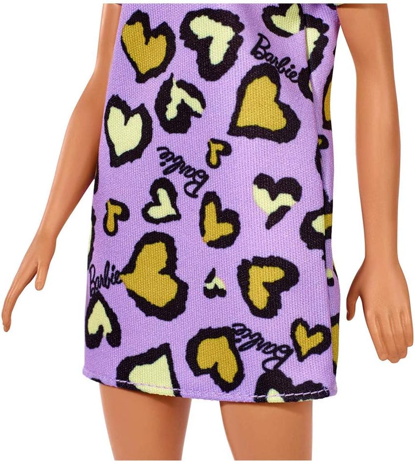 Barbie , Blonde, Wearing Purple and Yellow Heart-Print Dress and Platform Sneakers, for 3 to 7 Year Olds