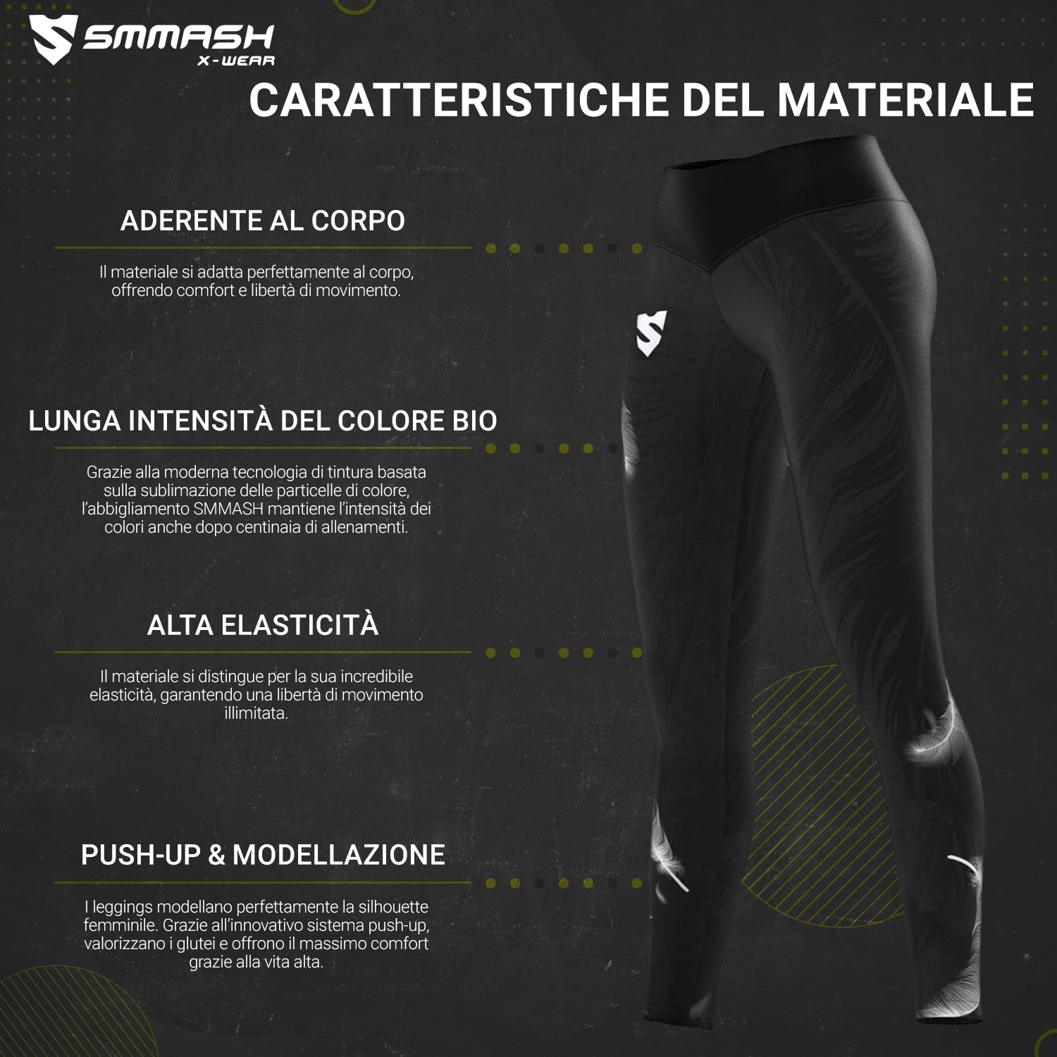 SMMASH Leggings Sportivi Leggings Sportivi da Donna Lunghi A Vita Alta Push Up Opachi Elasticizzati Figura Modellante Pantaloni Sportivi Pantaloni Yoga
