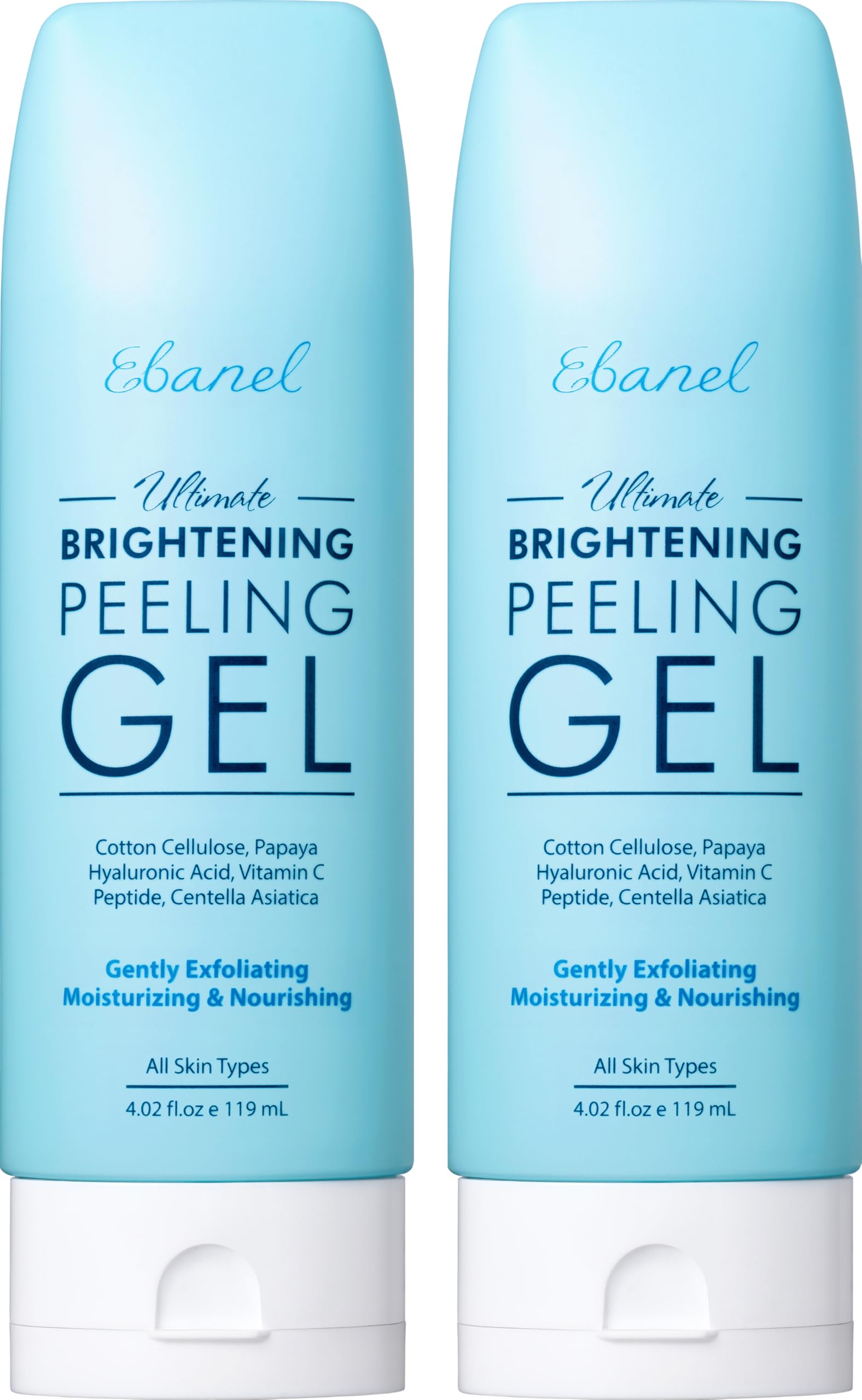 2-Pack Brightening Peeling Gel with Cotton Cellulose, Rice, Papaya, Centella, Hyaluronic Acid for Face and Body, Gentle Exfoliating Face Scrub Gel Peel Wash Pore Cleanser Minimizer Exfoliator