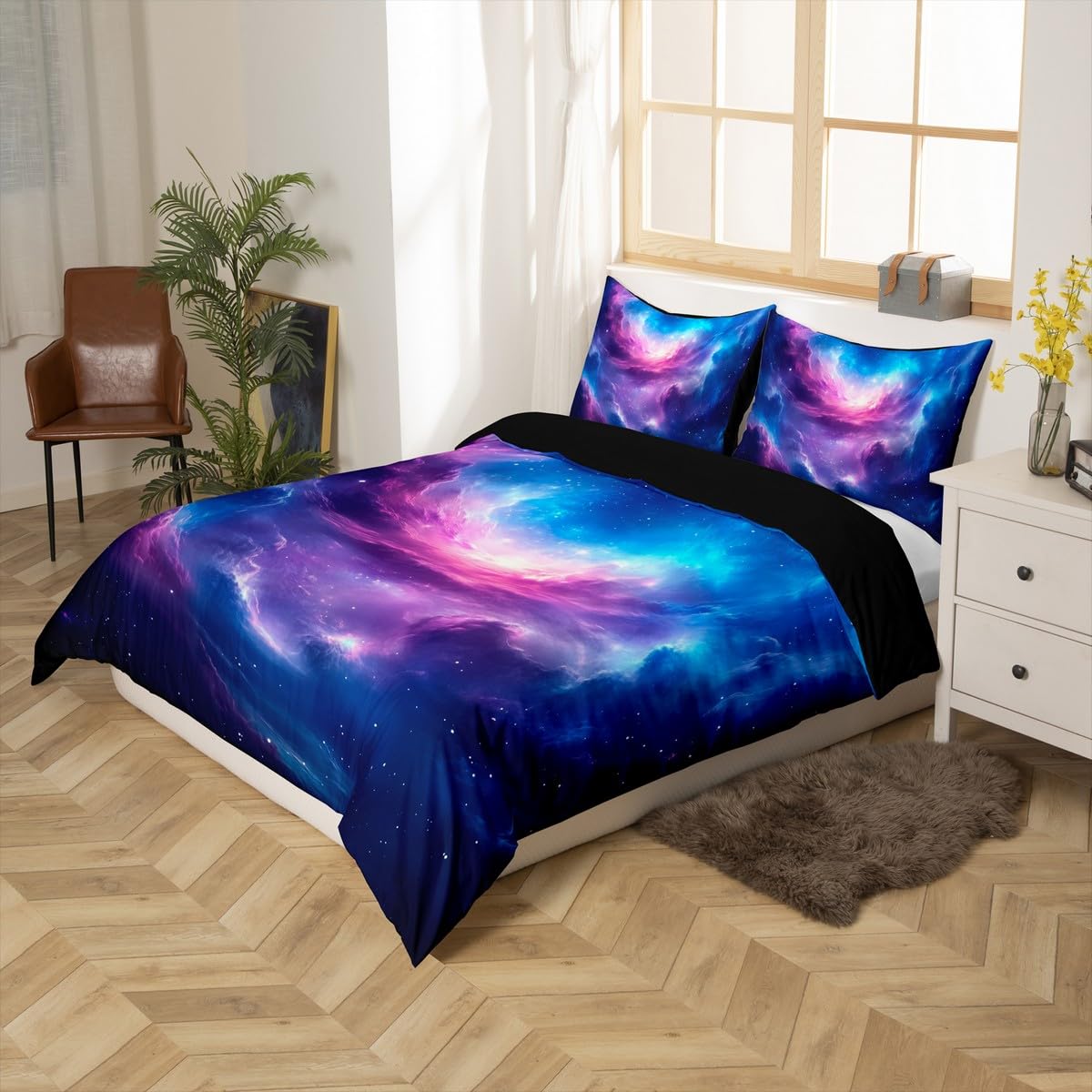 jejeloiu Universe Galaxy Duvet Cover Toddler Size Kids Outer Space Comforter Cover Set for Boys Girls Teens Space Outer Sky Bedding Set Breathable Universe Cloud Galaxy Bedspread Cover Quilt Cover