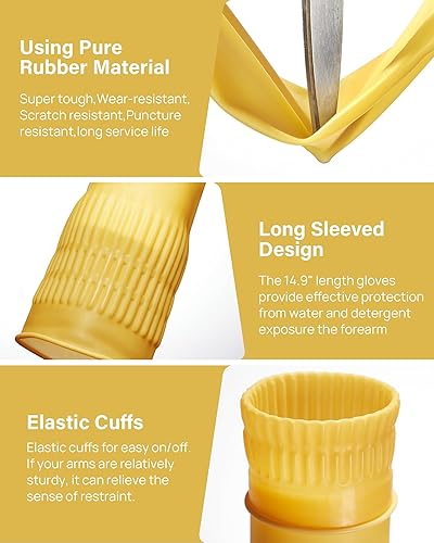 Miniatura 5 de FCTTD Guantes de limpieza de goma 3 o 6 pares y guantes de goma para lavar platos para cocina reutilizables.