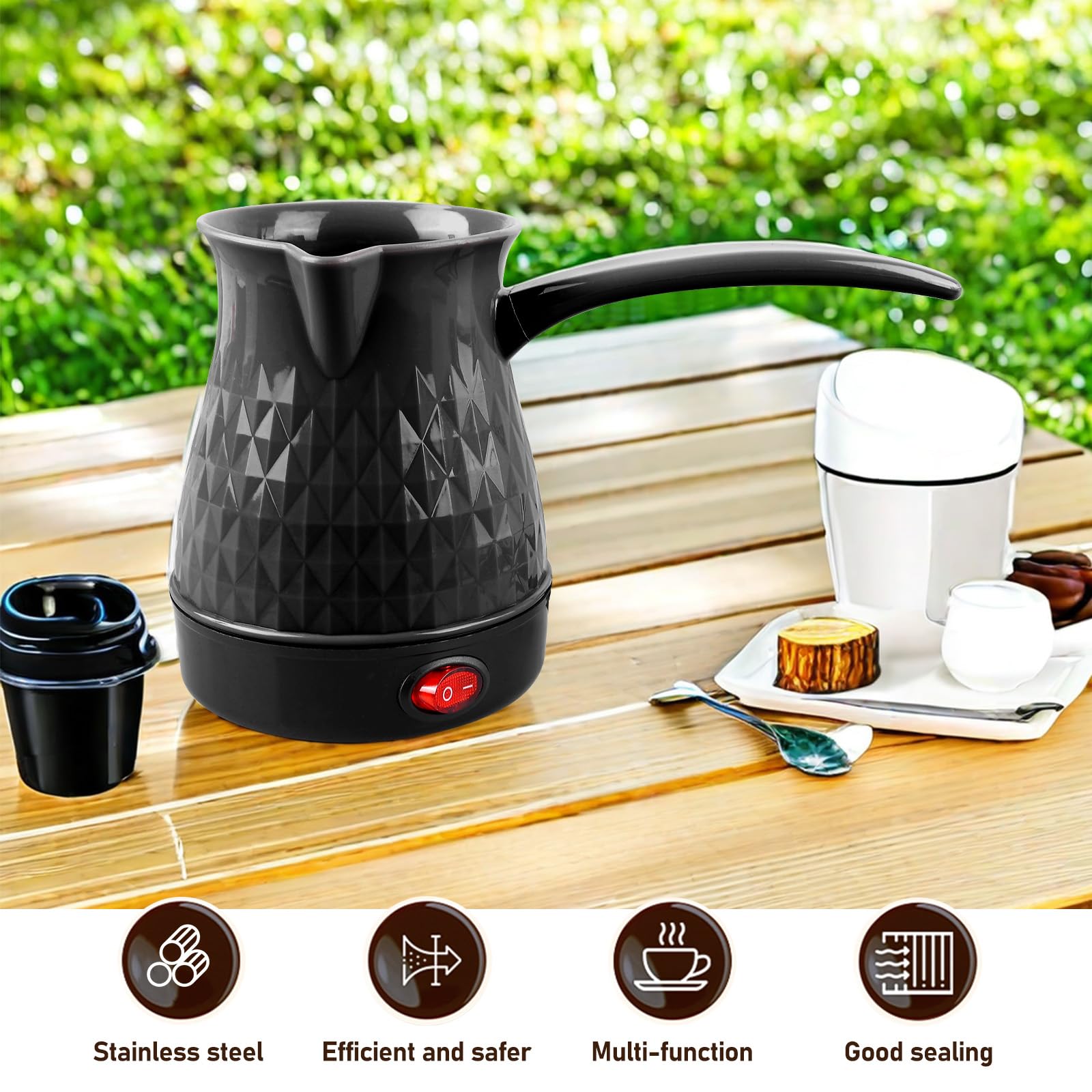 BORDEAG Caffettiera elettrica da 500 ml, macchina da caffè turco, 600 W, 220 V, a induzione, caffettiera turca, per la casa, caffettiera turca