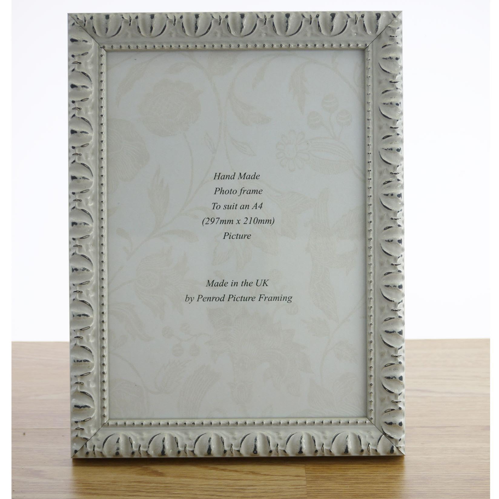 Giselle Hand Made Antique Silver and White Shabby Chic Ornate Vintage Photo Frame for an A4 (297mmx210mm) Photo. Real Glass Glazed - Image 3