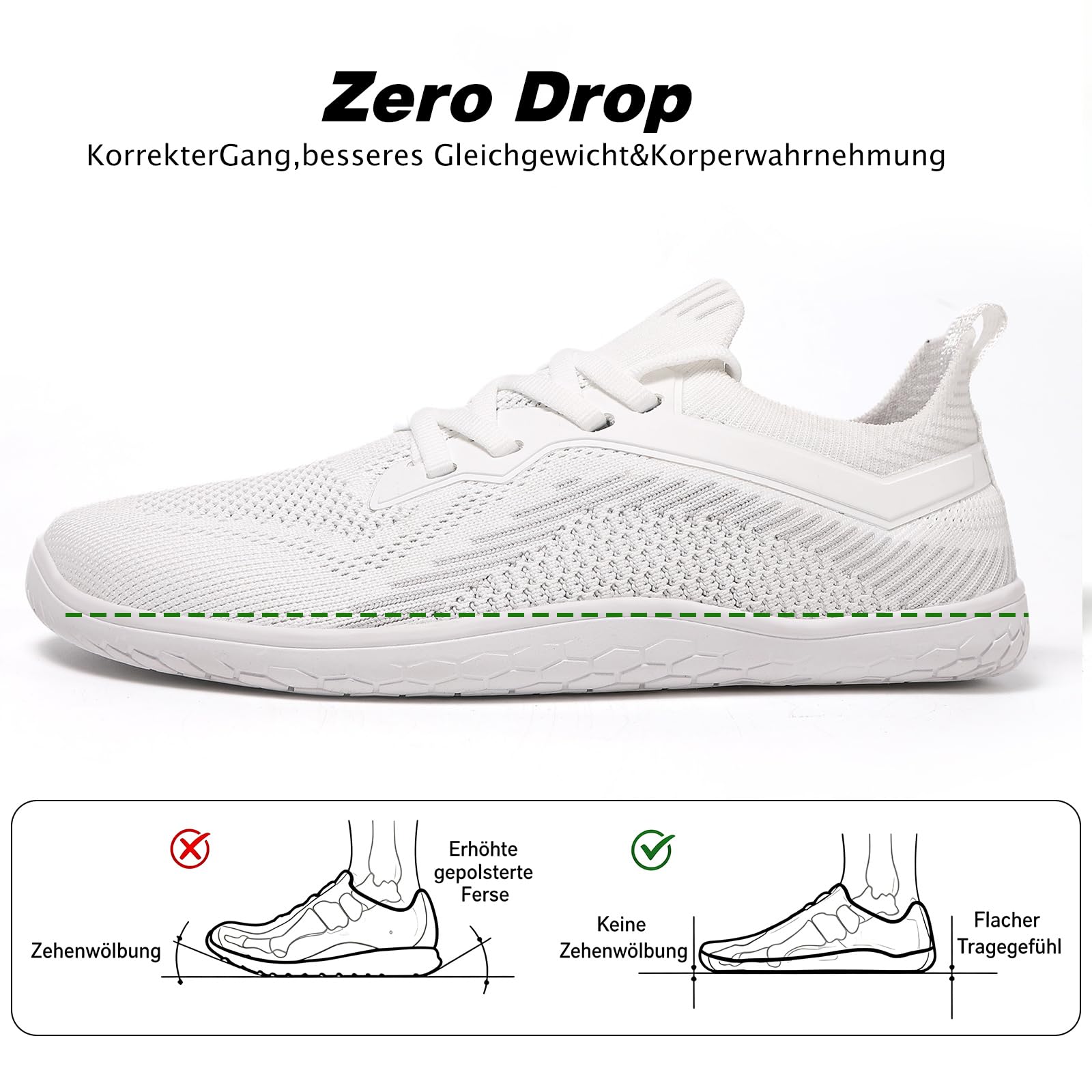 AONETIGER Barfußschuhe Damen Herren Breite Zehenbox Zero Drop