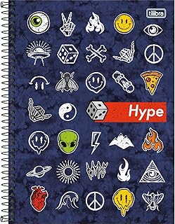 Caderno Espiral Capa Dura Universitário 1 Matéria Hype 80 Folhas - Capa com Ícones - Tilibra