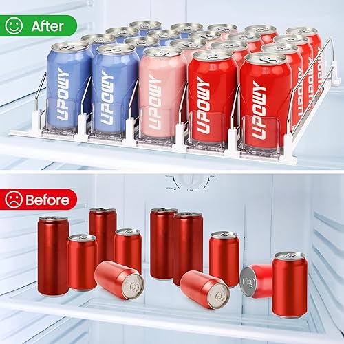 Miniatura 2 de Organizador de bebidas para refrigerador, dispensador de latas de soda, dispensador de nevera para refrigerador, 5 filas y 20 latas de 12.2 pulgadas