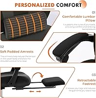 Vista 6 de Sweetcrispy Office Computer Desk Chair, Ergonomic High-Back Mesh Rolling Work Swivel Chairs with Wheels, Comfortable Lumbar Support, Comfy Arms for