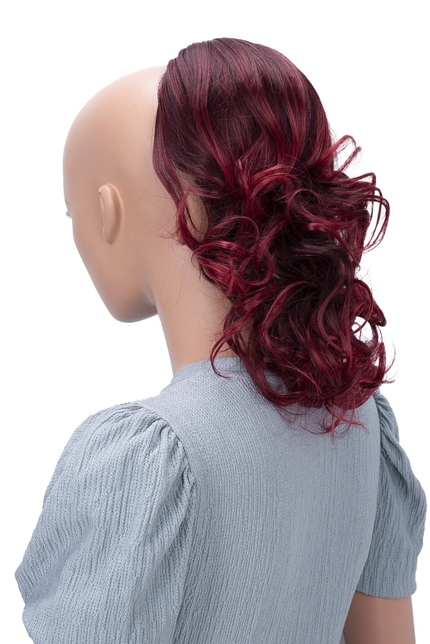 Caisha 30Cm Treccia Caduta Capelli Con Chiusura A Cordoncino Ondulata Voluminosa Miscela Rossa PH213-image