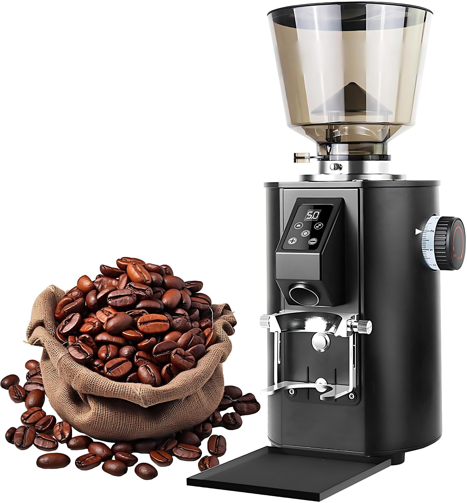 Molinillo De Café Eléctrico 350W,9 Ajustes De Molienda Precisos,Cuchilla De Acero Inoxidable 64Mm,Molinillo De Café De Muelas Planas Diseñado Para Café Expreso,Café De Filtro Y Prensa Francesa Black