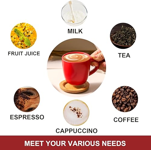 Miniatura 6 de HASENSE Tazas de capuchino con platillos, juego de 6 tazas de café de cerámica de 6 onzas, perfectas para expreso, bebidas de café especiales, café