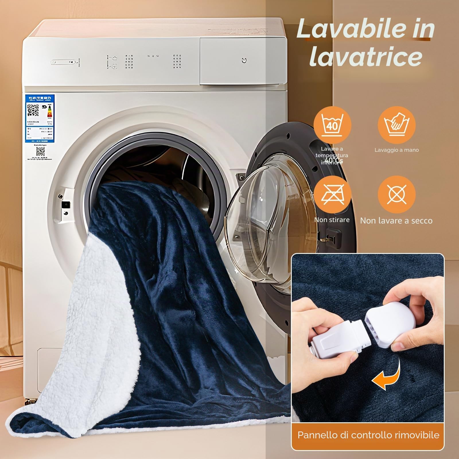 Coperta Elettrica con Spegnimento Automatico con 10 Livelli di Riscaldamento e 9 Timer di Protezione Contro il Surriscaldamento Coperta Elettrica per Casa Ufficio Lavabile (180x130cm)