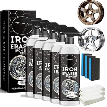 Iron Eraser Rust Remover Spray, 2026 New Iron Powder Remover Spray for Car Wheels and Paint Fast Acting Rust and Brake Dust Remove 5pcs