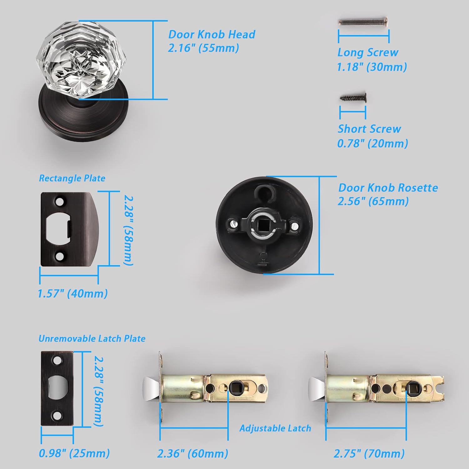 Suреr Sаlе 🛒 KNOBWELL 3 Pack Providence Octagon Crystal Glass Door Knob Set with Victorian Plate Rosettes in Oil Rubbed Bronze (Passage Hall/Closet) Prоduсt Dеаl KNOBWELL 3 Pack Providence Octagon Crystal Glass Door Knob Set with Victorian Plate Rosettes in Oil Rubbed Bronze (Passage Hall/Closet)