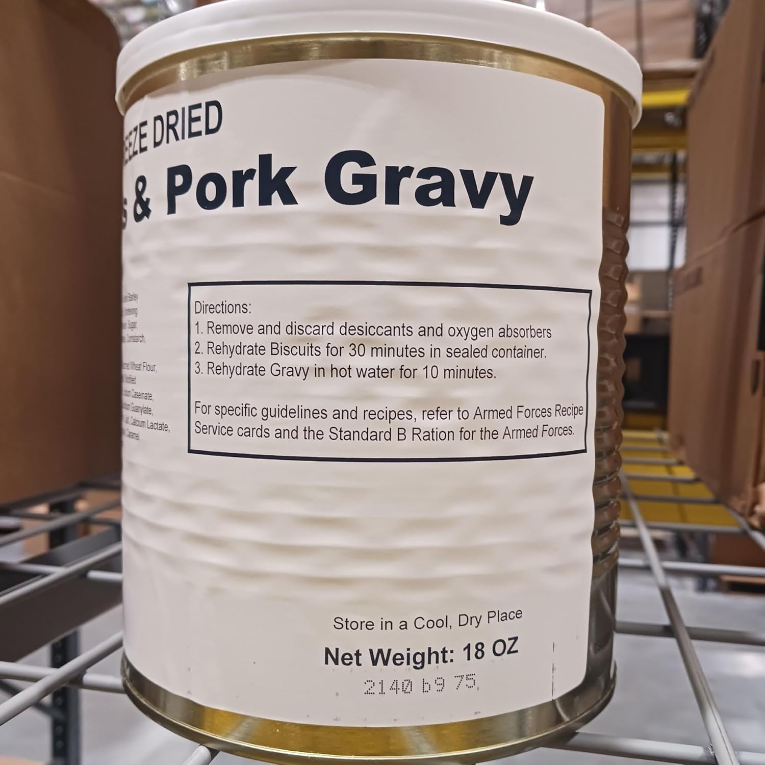 Freeze Dried Biscuits and Gravy 25 Year Shelf Life Gallon Can