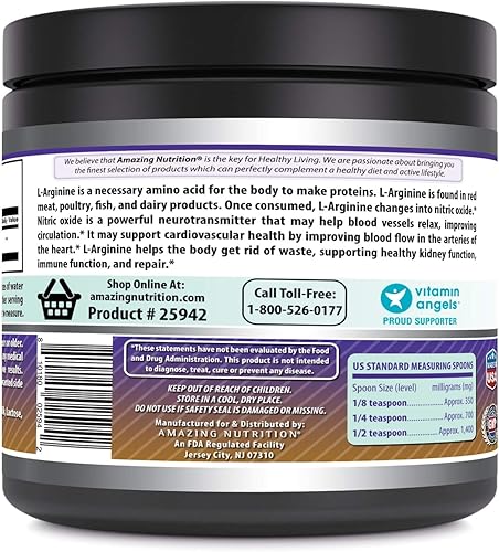 Miniatura 3 de Amazing Formulas - Suplemento en polvo de L-arginina  500 mg  16.01 oz (1 libra)  Sin OMG  Sin gluten  Fabricado en Estados Unidos