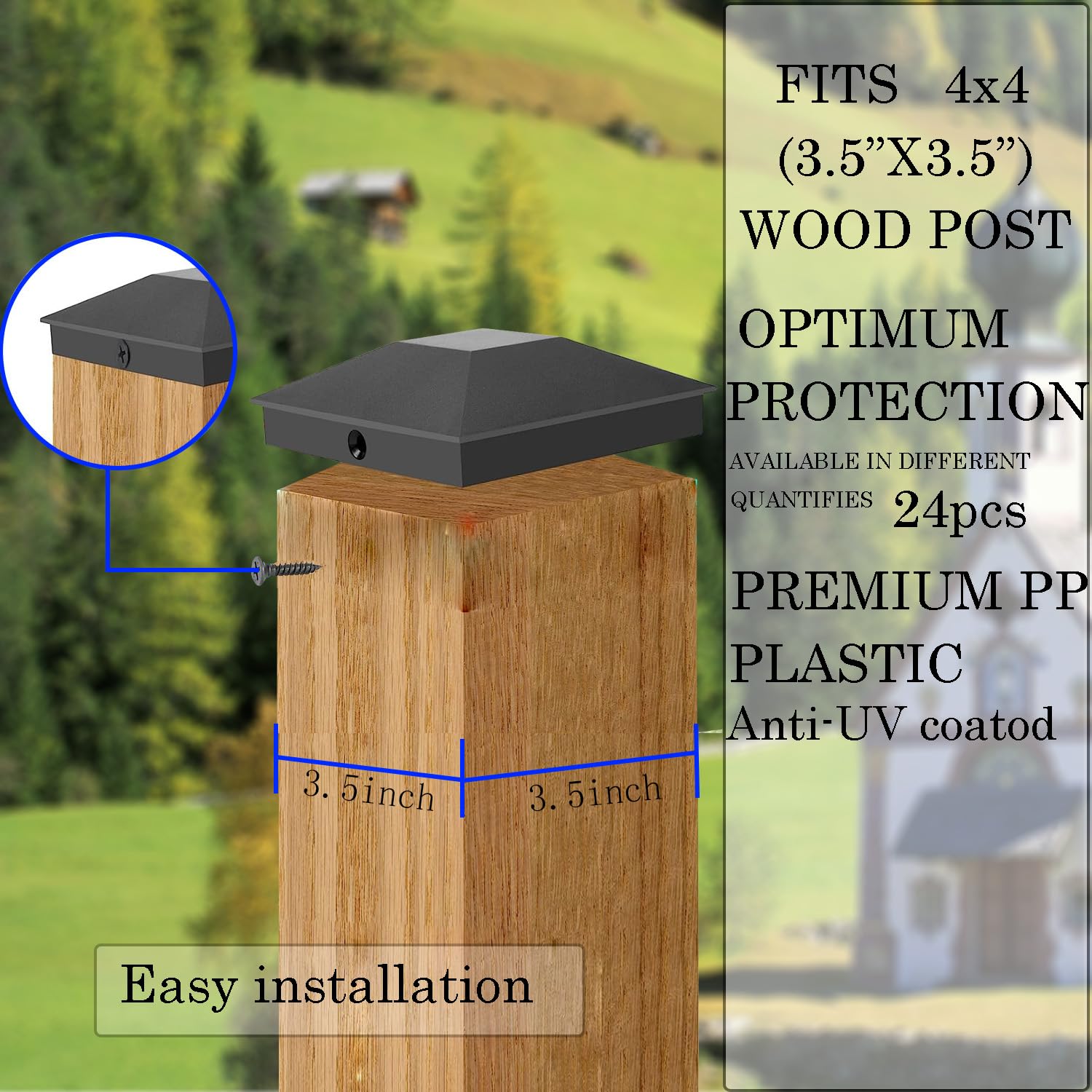 Metal Fence Posts 32 Pack 4x4 Wood Fence Post Caps (for 3 5/8" Posts ...
