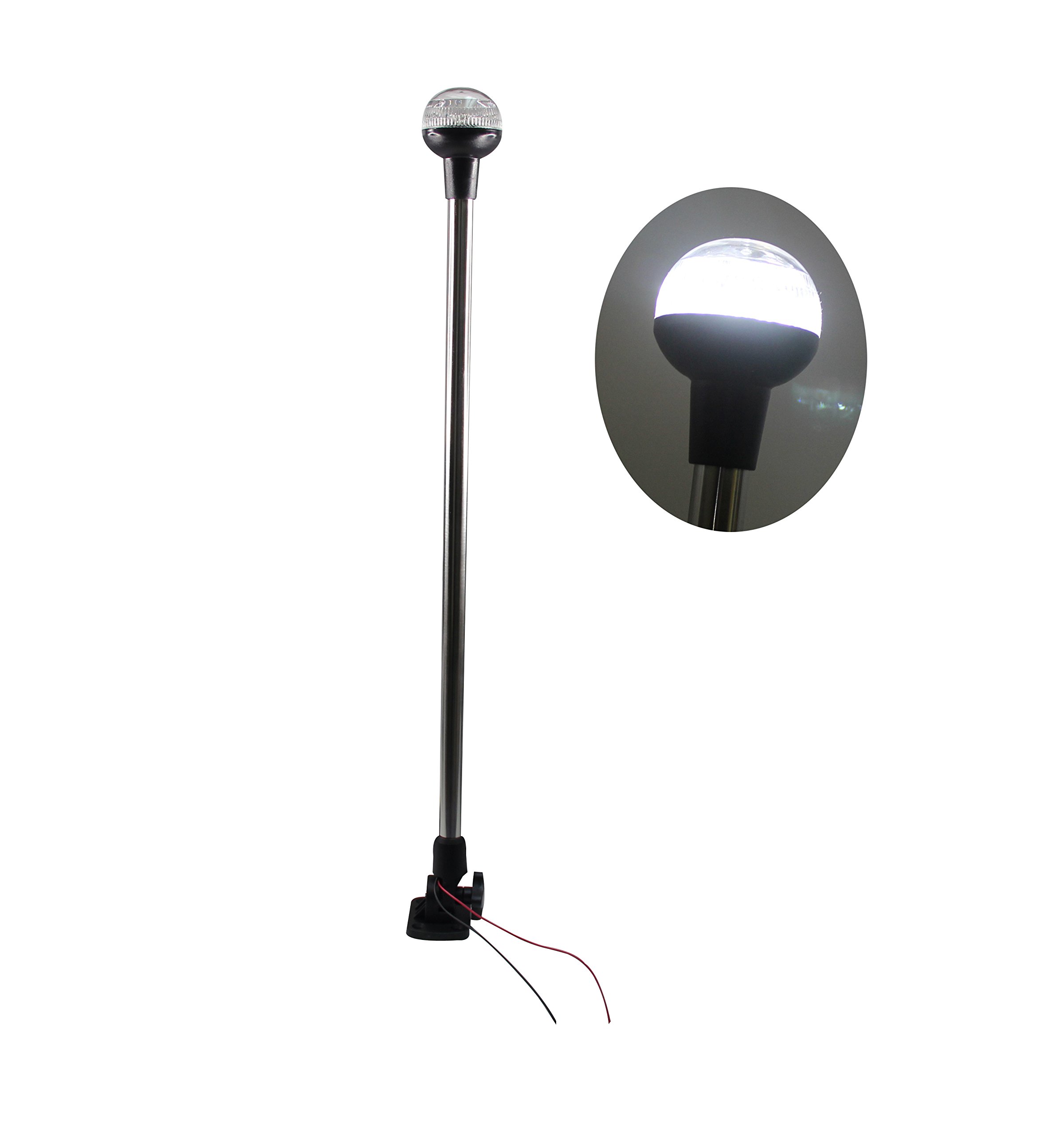 Pactrade Marine S.S 25 Inches LED RV Adjustable Folding All Round 360 degree Stern Pole Navigation Light Anchor Light for Pontoon, Fishing Boat, Kayak