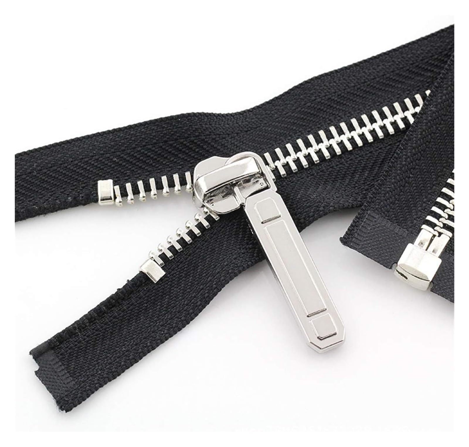 Cerradura de Costura, Cremallera Invisible, Cremallera de Metal con Extremo Abierto, Cierre automático, decoración de Dientes Plateados, Accesorio Artesanal, 70/150cm, 8#, 1 ud.