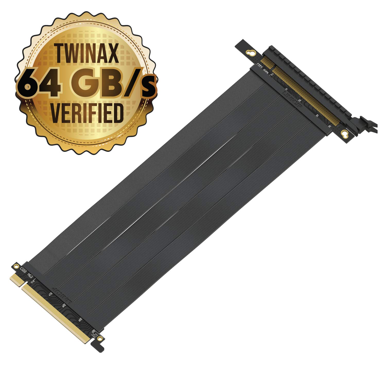 LINKUPPCIE 3.0 16x Shielded Extreme High-Speed PCI Express Riser Port Extension Cable 2020 Rev┃Straight Socket [25cm] - TT Compatible