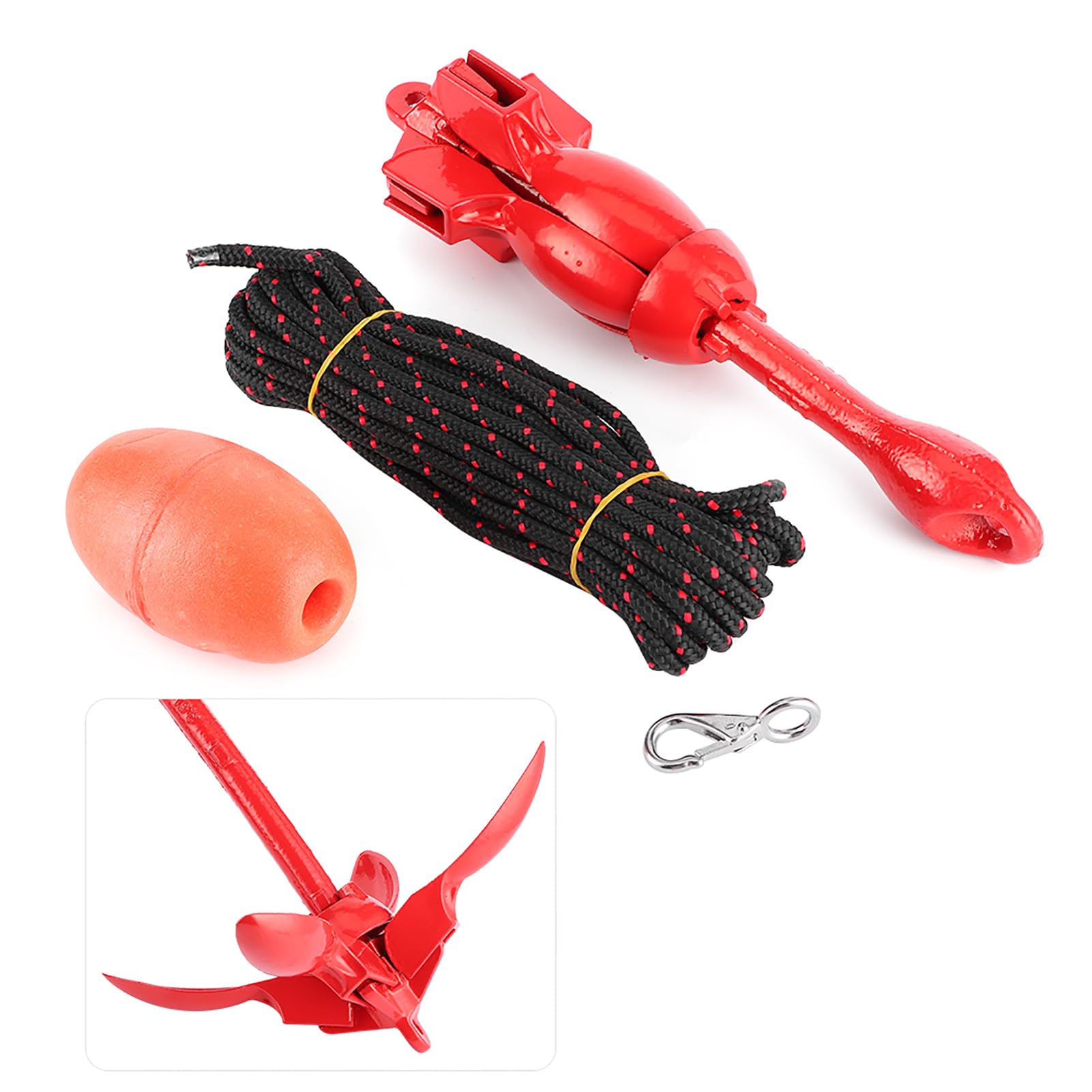 Kit de Anclaje para Barco de Acero Inoxidable, Rezón Plegable de 3,5 Libras con Cuerda Marina para Canoa de Yate de Kayak