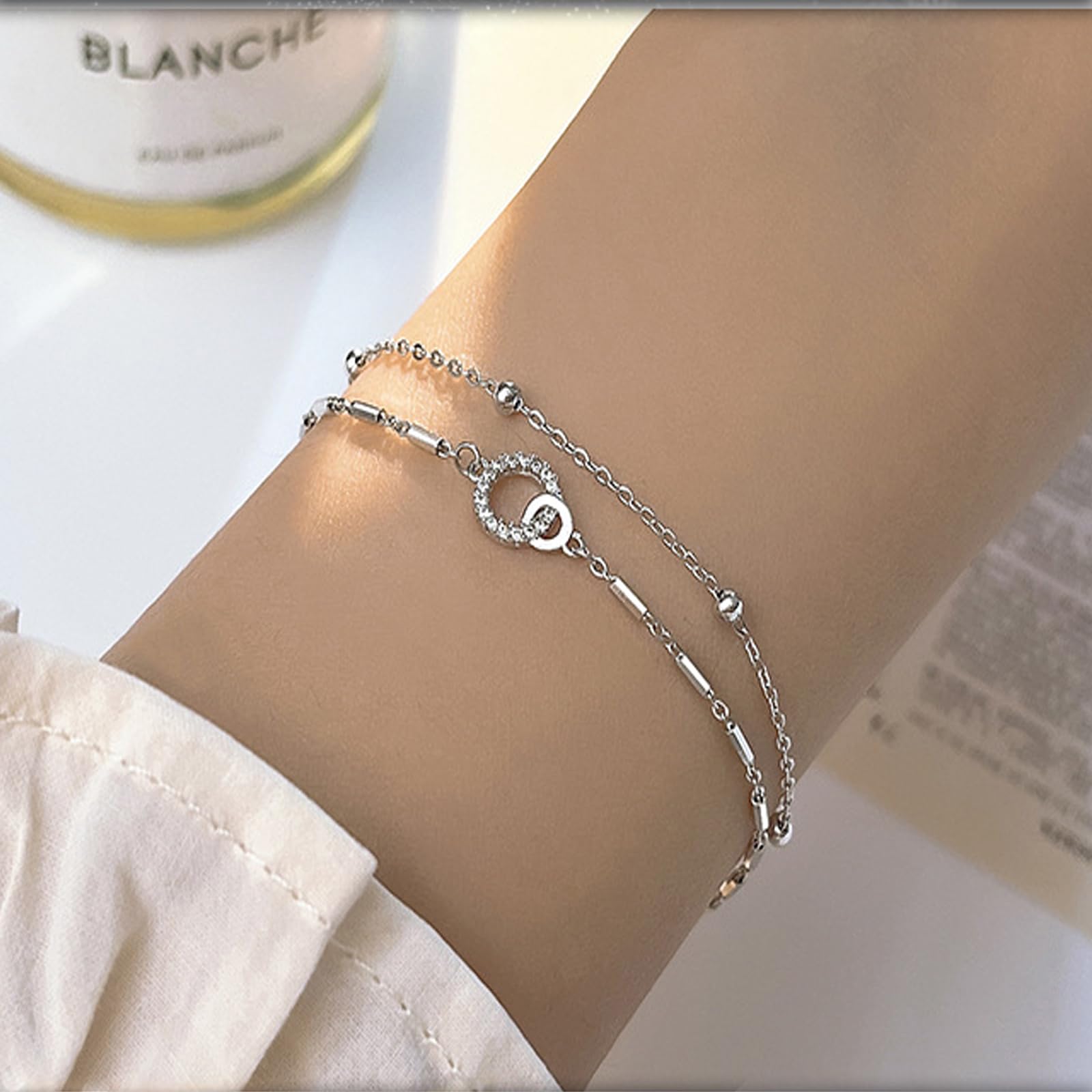 Braccialetto Donna Semplice Bracciale A Doppio Strato per - Minimalist & Elegant Hand Jewellry-sl008 Oro Bianco