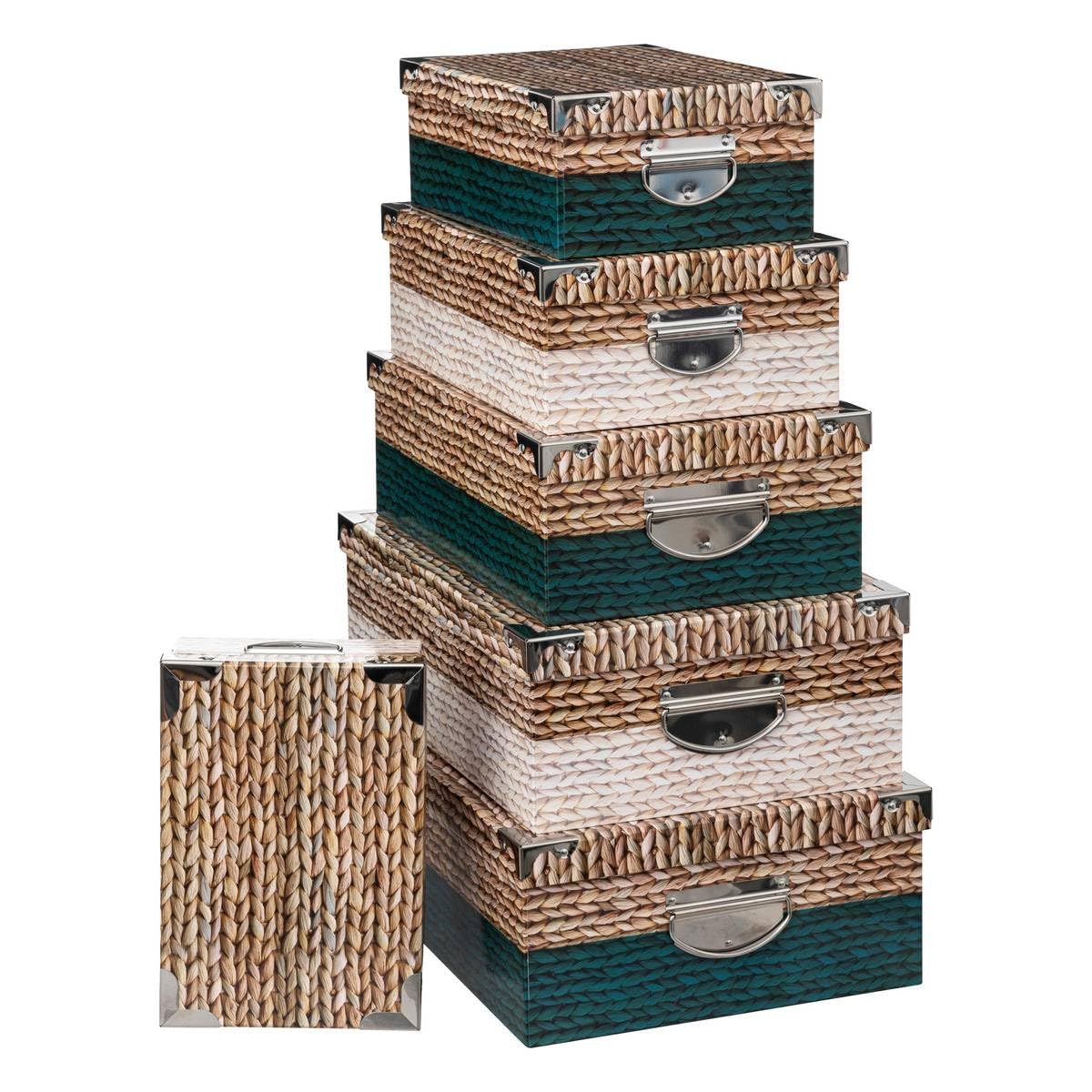 6 boîtes coin métal effet tricot Multicolore 5 five simply smart pour rangement
