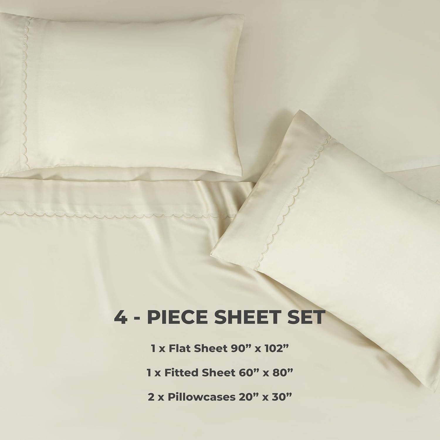 Dreamology Queen Tencel Sheet,100% Tencel Lyocell Sheets Set,Eucalyptus Sheet, Soft, Peached, Non Slip & Cooling Sheet for Hot Sleepers,Queen Bed Sheet, 16" Deep Pocket - 4 Piece (Arctic Wolf) - Image 5