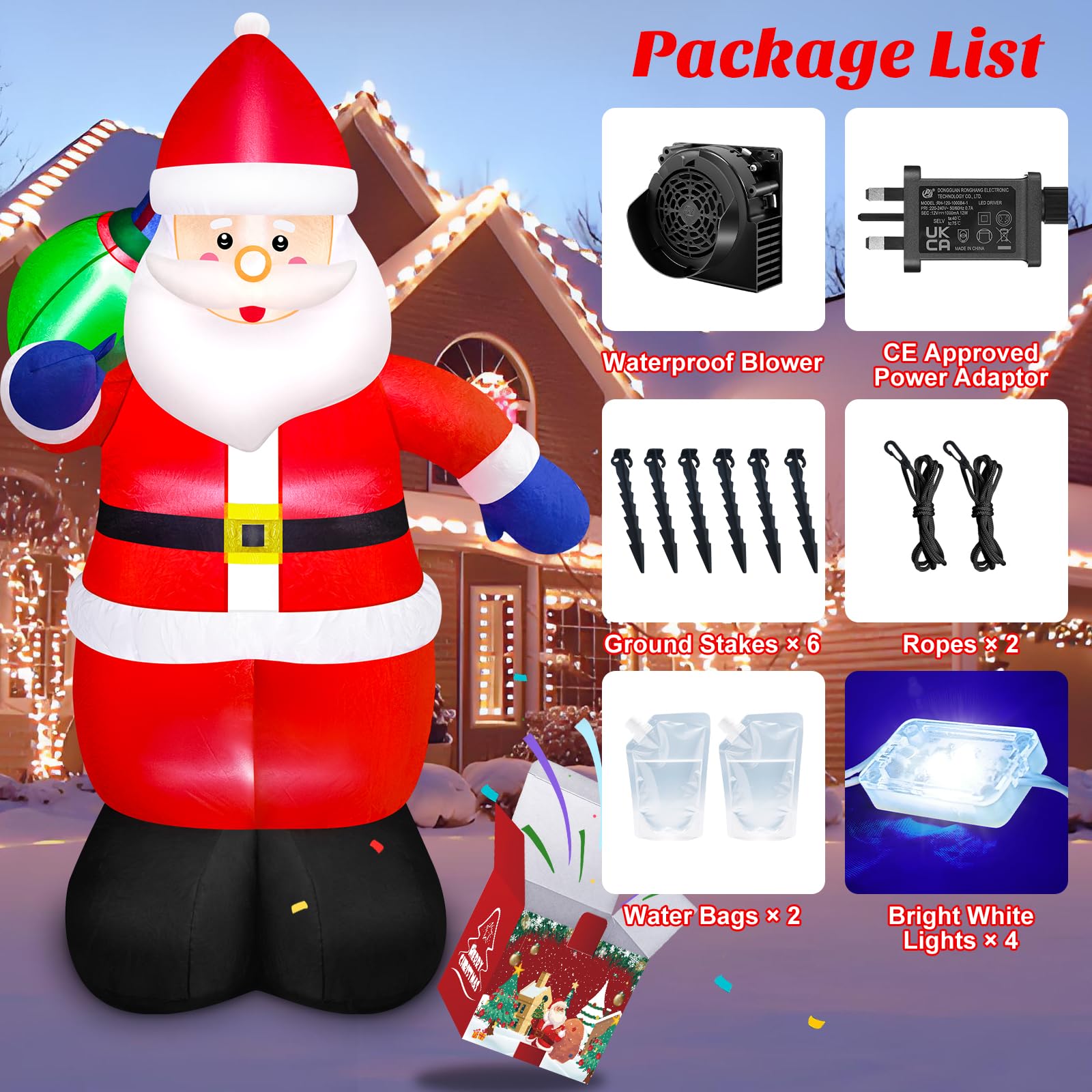 FONDOTIN クリスマス屋外装飾 インフレータブルサンタクロース ポリエステル製耐候性ライト付き 充気式飾り 室内外対応 プラグ  Amazon.co.jp: インフレータブルサンタクロース 屋外用 LEDライト搭載 防水ポリエステルで破れ防止 折りたたみ式で収納便利 クリスマス飾り  ... Almencla サンタ インフレータブル デコレーション プレゼントバッグ LEDライト付き 屋根 飾り ユーモラス ポリエステル