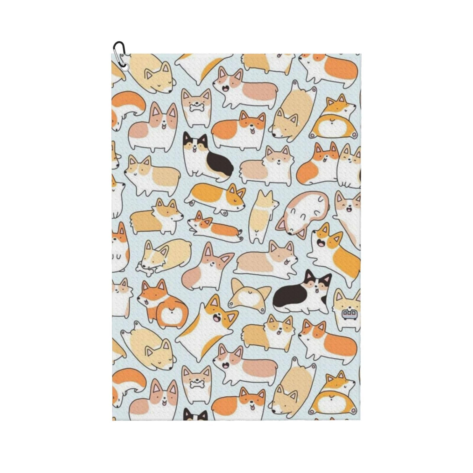 Hnnkloy Corgi Pattern, 16x24 in Portable Waffle Golf Towels with Carabiner Clip for Golf Bag