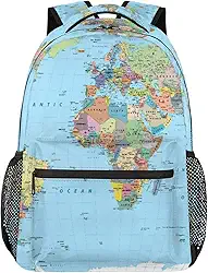 Mochila com mapa do mundo, bolsa escolar para crianças, estudantes, estudantes, amantes de mapas, melhores presentes de aniversário para meninos, meninas, filhas, viagens, caminhadas