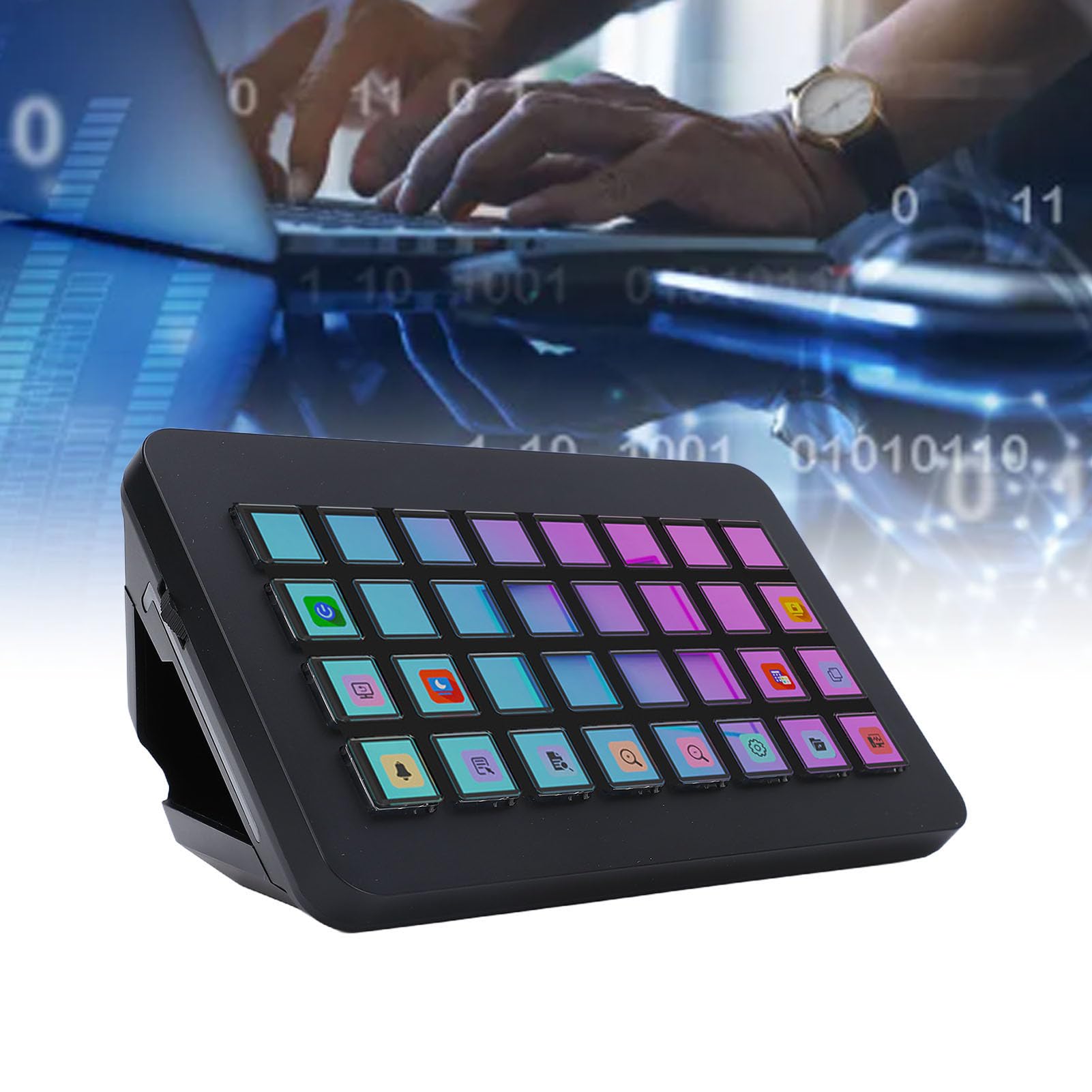 Fabater Teclado Macro Programable LCD de 32 Teclas, Controlador de Estudio Stream Control Deck con Imágenes de Pantalla Personalizables, para Transmisión en Desde PC, OBS, Twitch (Black)