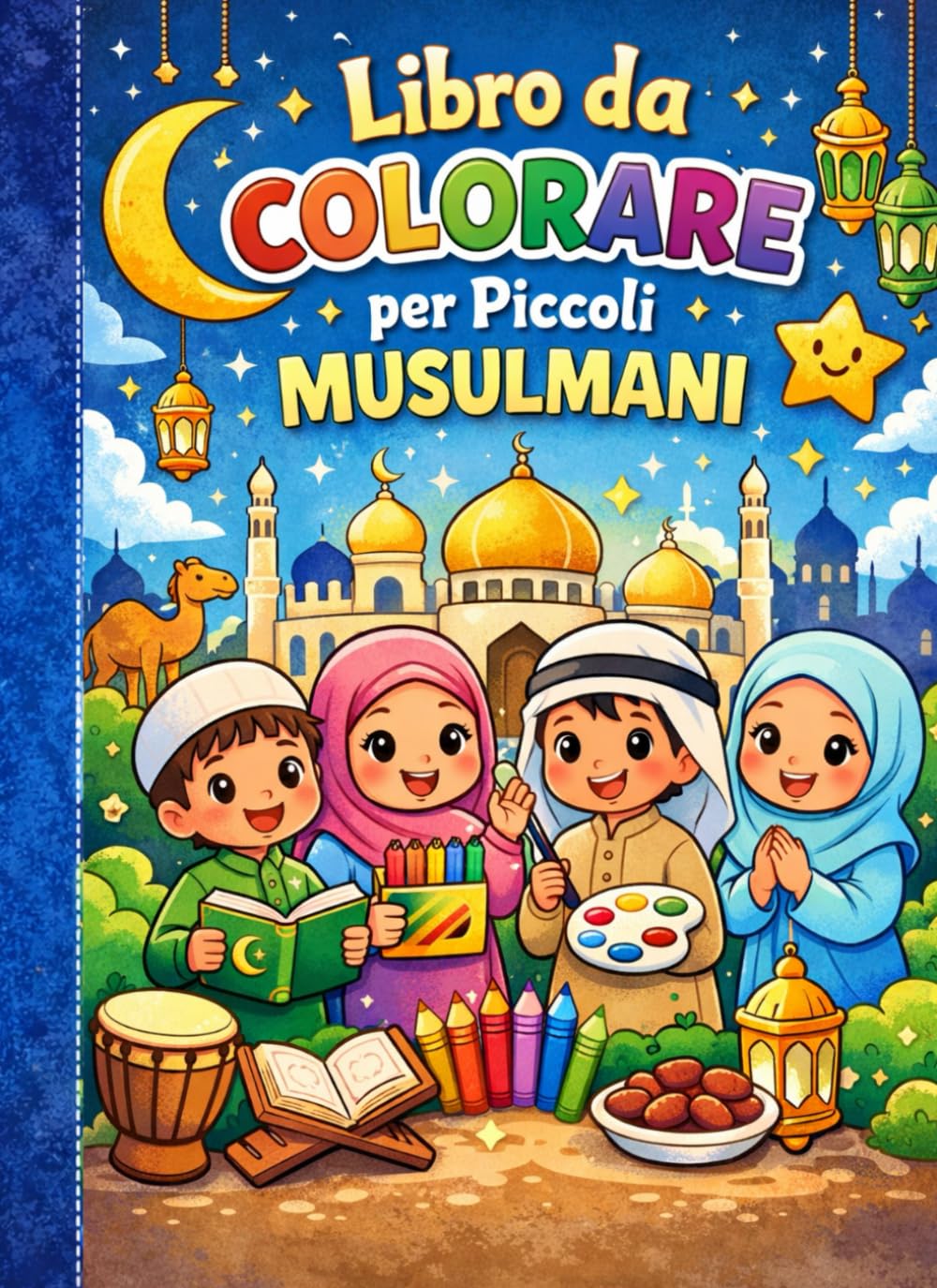 Libro da colorare per piccoli musulmani, tema ramadan, eid al fitr, eid al adha, preghiera, salah per bambini 18m+