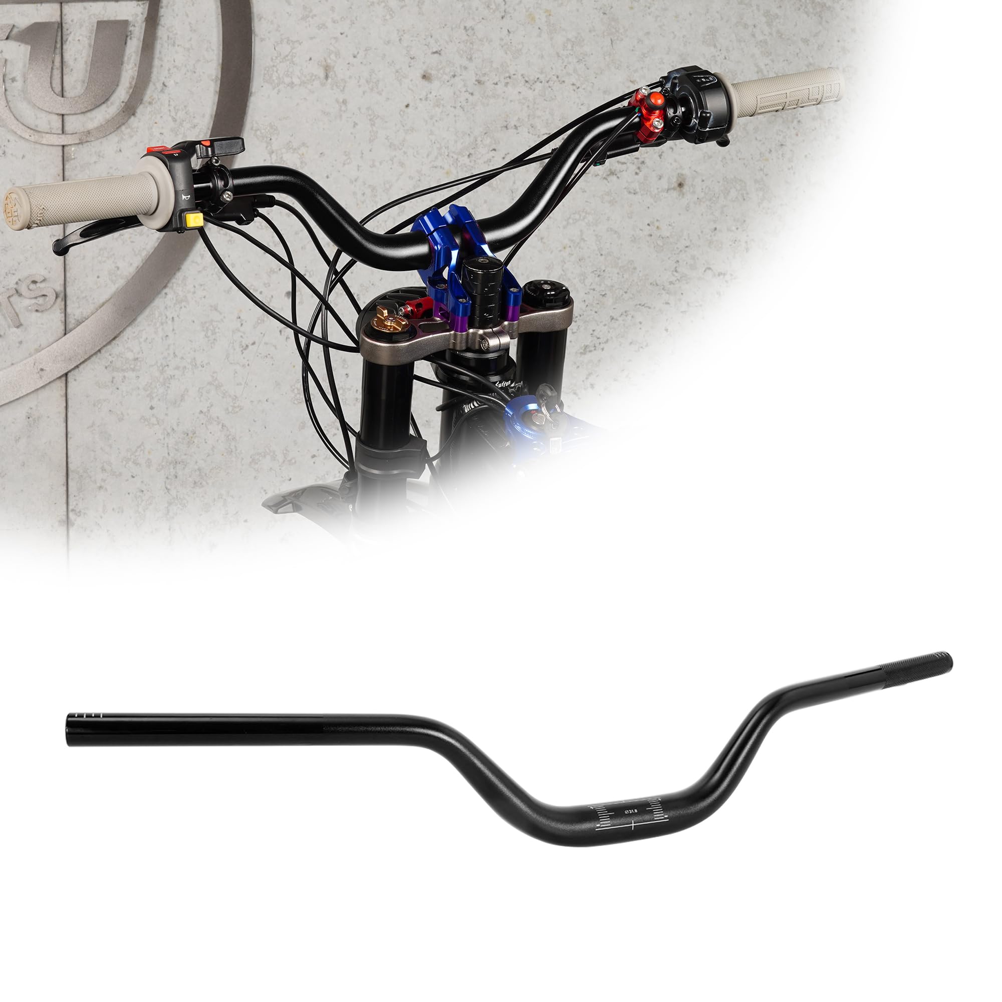 RUTU Handlebars for Surron Mid Riser,31.8mm Thickened Dirt Bike Handlebar 6061 Aluminum with Reducing Craft Fits Surron Light Bee Talaria Sting Electirc Motorcycle-Black