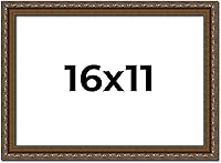 Vista 102 de Marco de fotos completo de madera dorada envejecida de 16 x 20 pulgadas con plexiglás acrílico UV, parte trasera de tablero de espuma y accesorios