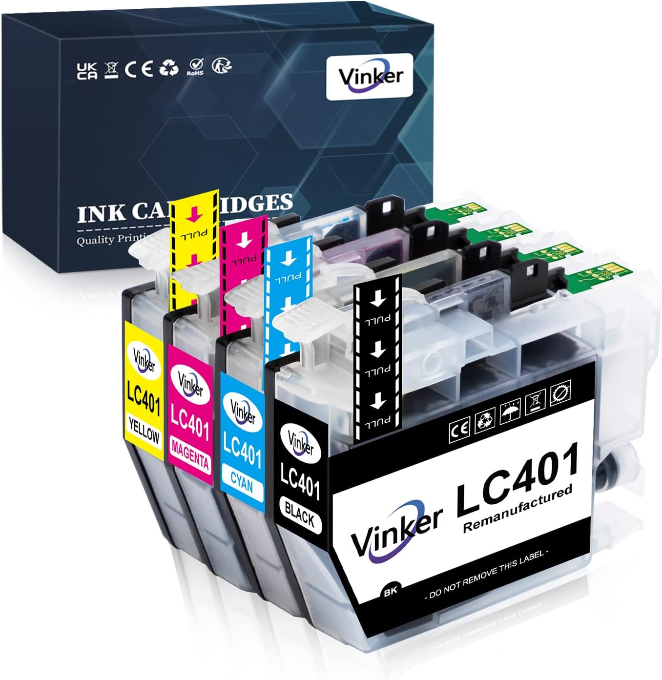 Vinker LC401 Ink Cartridges for Brother Printer Replacement