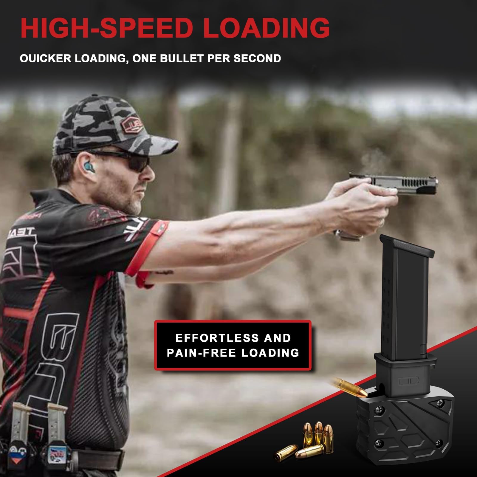 Naerza Magazine Speed Loader for Glock 9mm/.40 S&W - Fits Glock 17/18/19/22/23/24/26/27/34/35/45/47 - Fast Loading/Pain-Free & Portable (Classic) (Black)