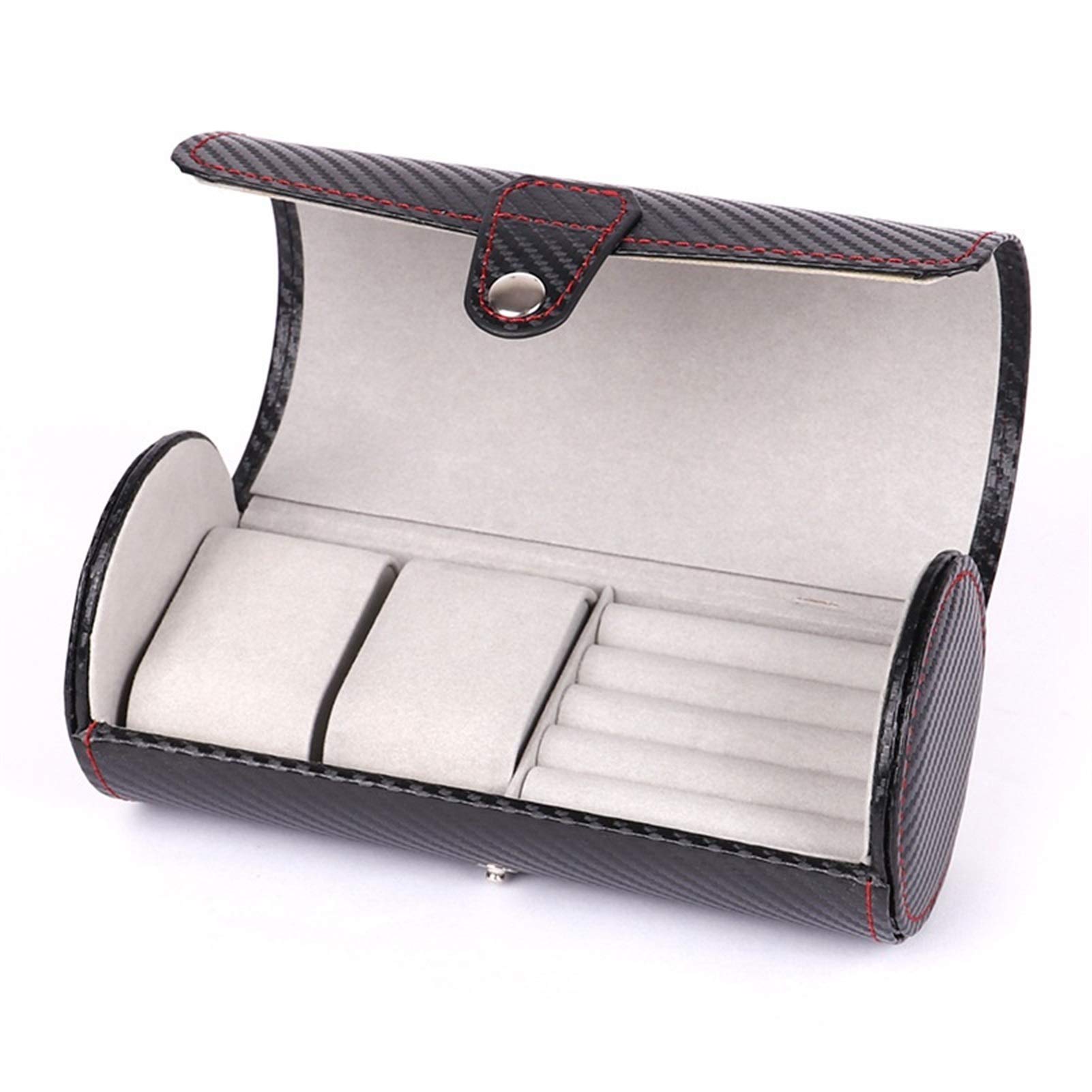 Uhrenbox für Herren, PU-Leder, Uhrenaufbewahrung, Uhrenrolle, Reise-Uhrenetui für 3 Uhren mit Samtabschnitten, um Kratzer oder Stöße zu verhindern, Uhren-Display-Organizer-Box (Farbe: Braun)