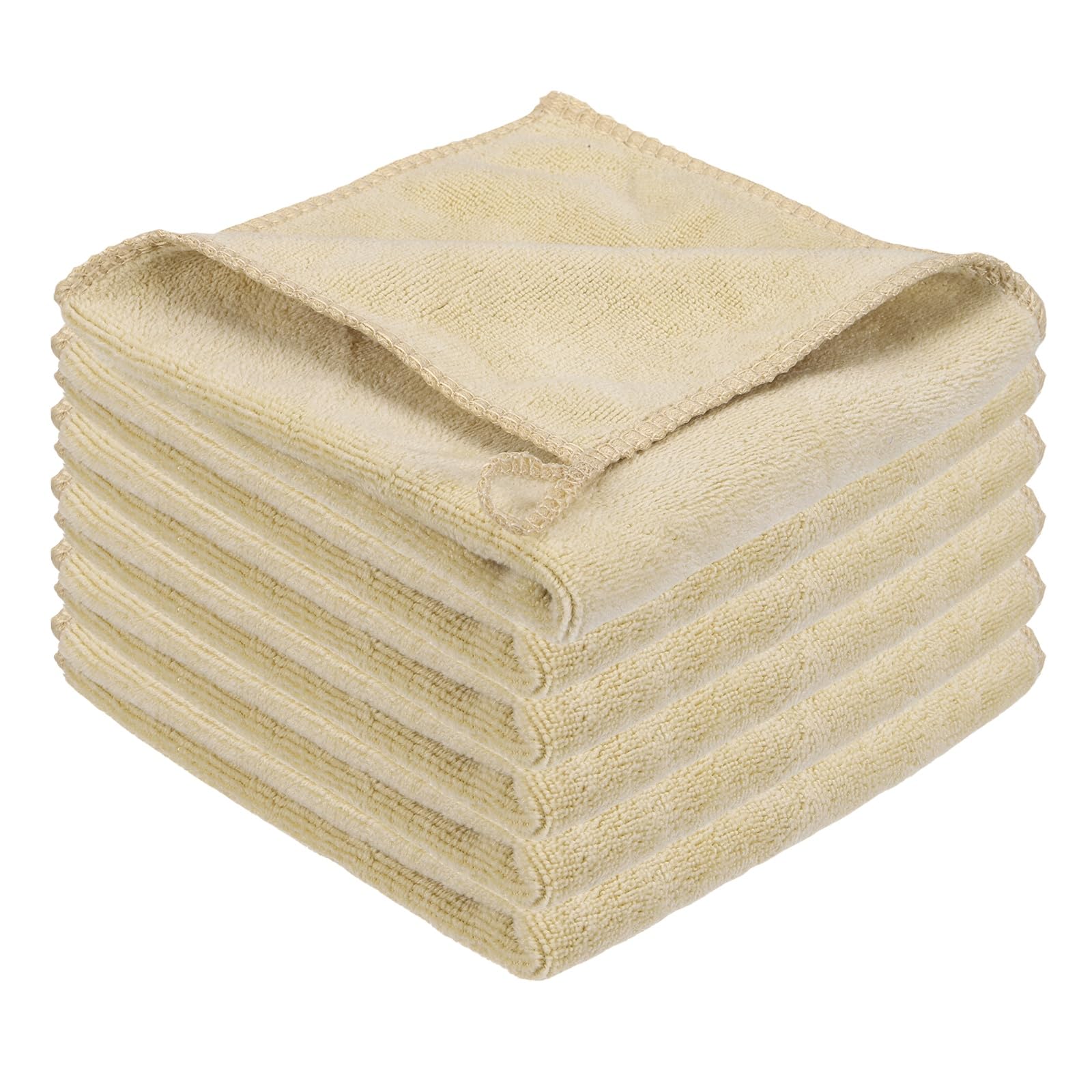 sourcing map 6 Pcs Square Hand Towels, 25 x 25 cm Soft Microfiber Hanging Hand Towel with Hanging Loop Highly Absorbent Kitchen Towels for Home Bathroom Kitchen Cleaning Supplies, Beige