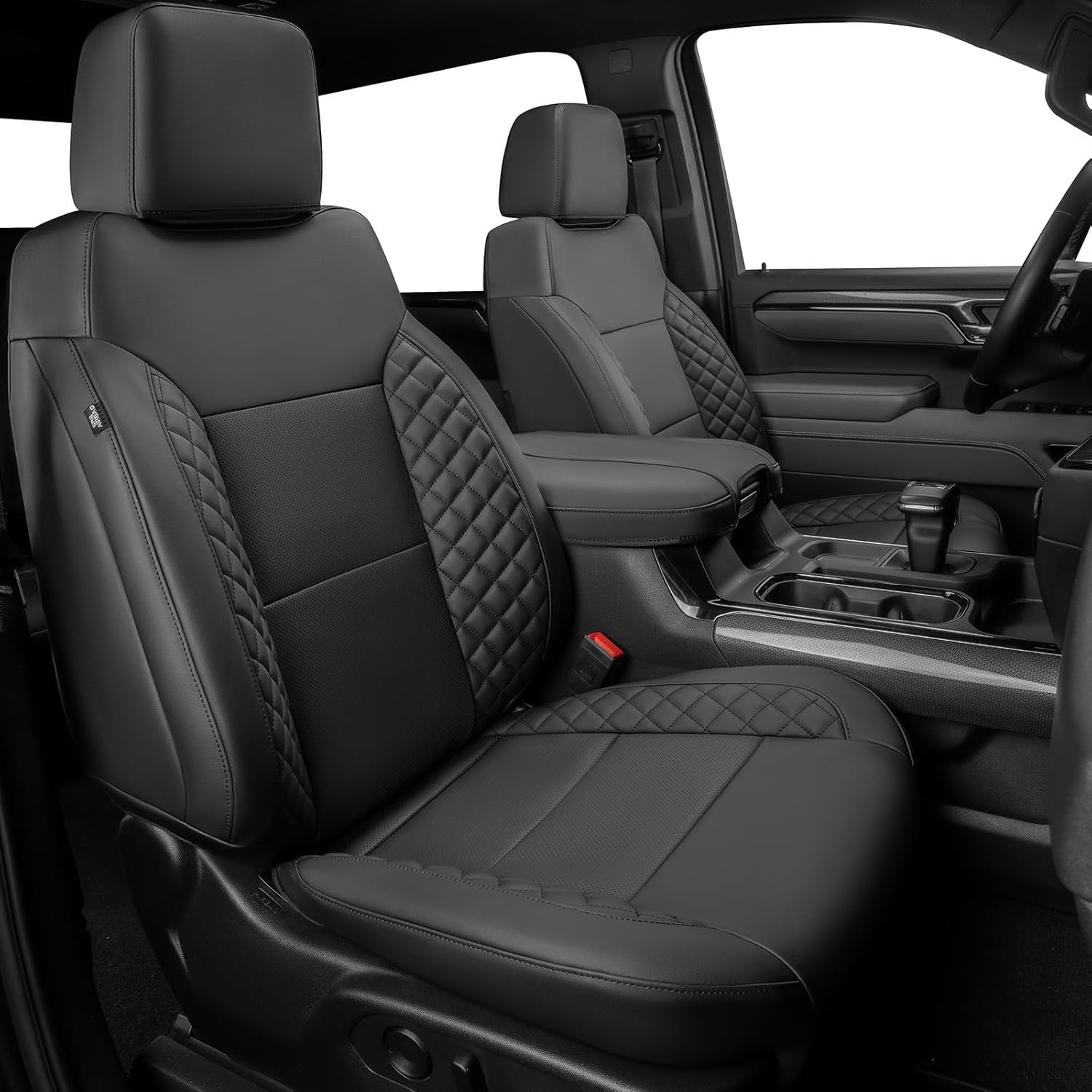 Silverado Seat Covers, Custom Fit for Chevy Silverado 1500 & GMC Sierra 1500 (2019-2026), 2500HD 3500HD (2020-2026), Truck Pickup Seat Cover Full Set, Black (with Rear Armrest/Seatback Storage)