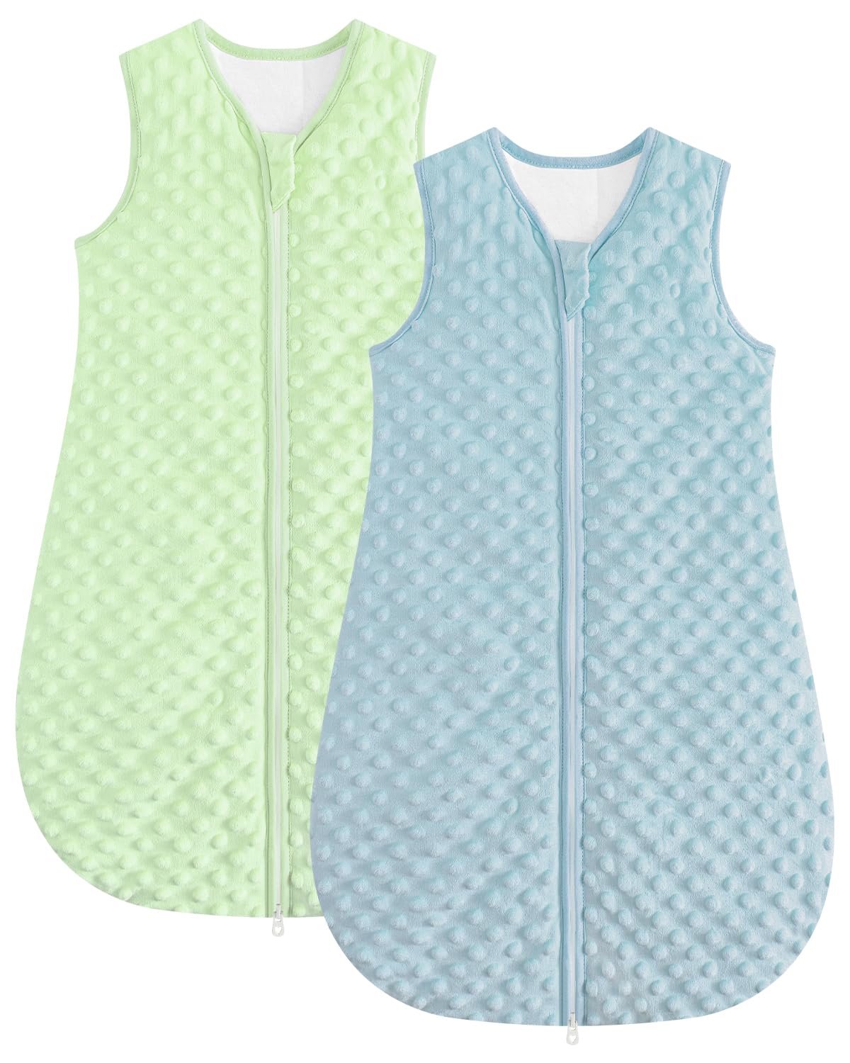 WYTbaby Baby Sleeping Bag, 1.5 Tog Cotton Sleep Sack, Baby Wearable Blanket for Newborn & Infant Blue Green 0-6 Months