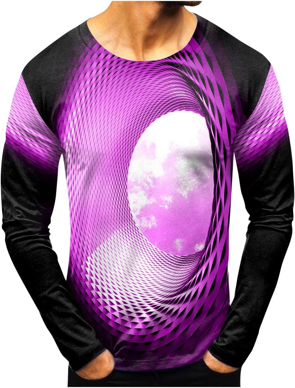 Crewneck Sweatshirts for Men ,3D Novelty Graphic Casual Loose Pullovers Long Sleeve Lightweight Shirt Blouse