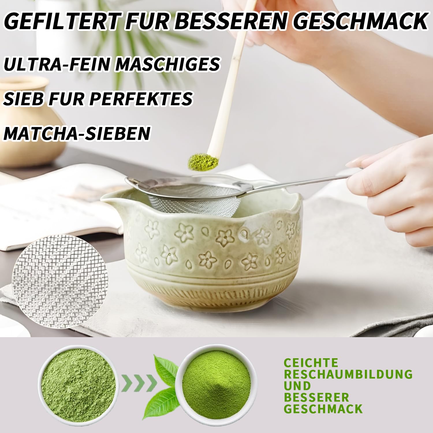 Lot de 6 bols à matcha japonais avec bec verseur, balai à matcha, passoire, cuillère, porte-balai, ensemble à thé élégant pour débutants et amateurs de matcha