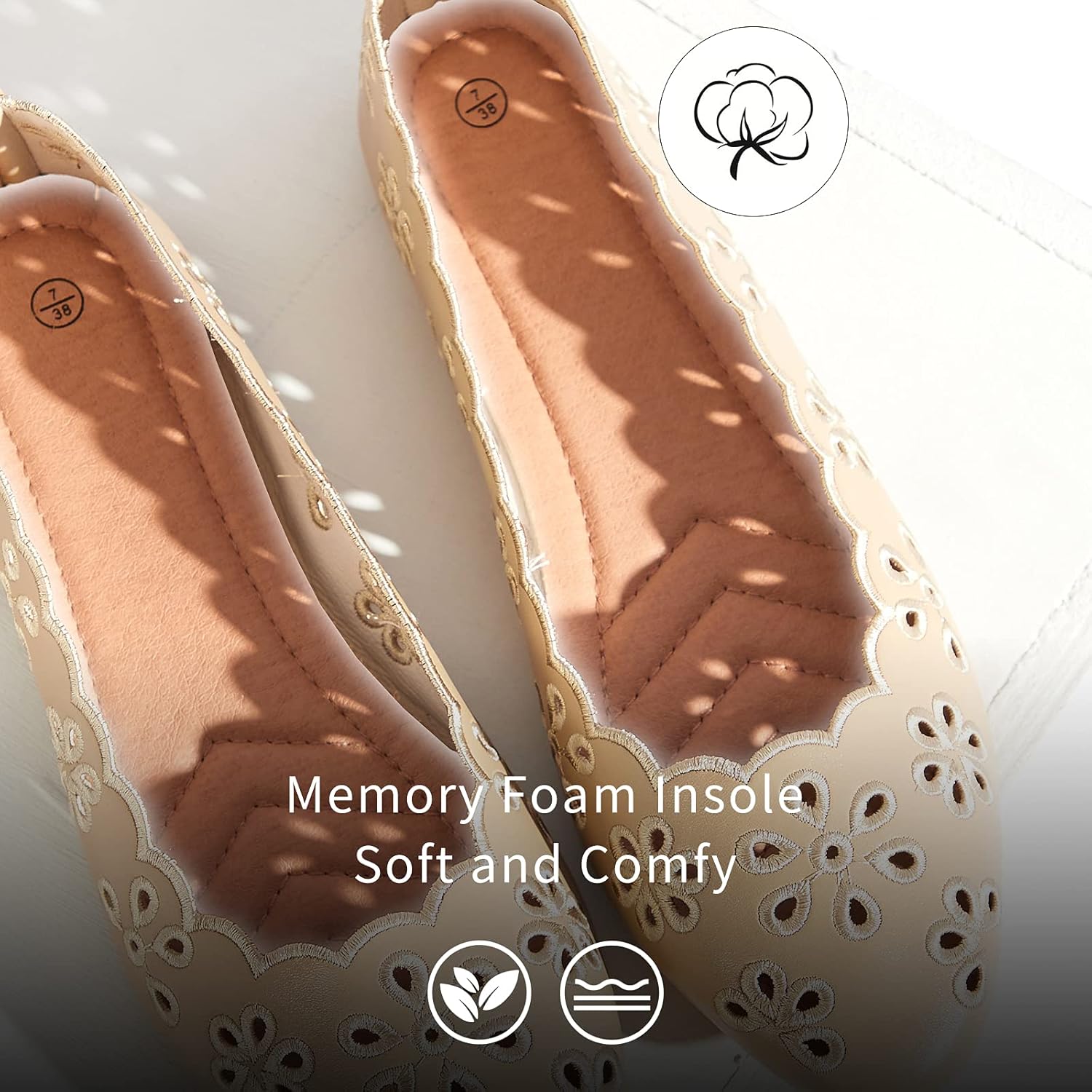 FRACORA Women's Ballet Flats Black PU Leather Dress Shoes Comfortable Round Toe Slip on Flats with Breathable Eyelets - Image 5