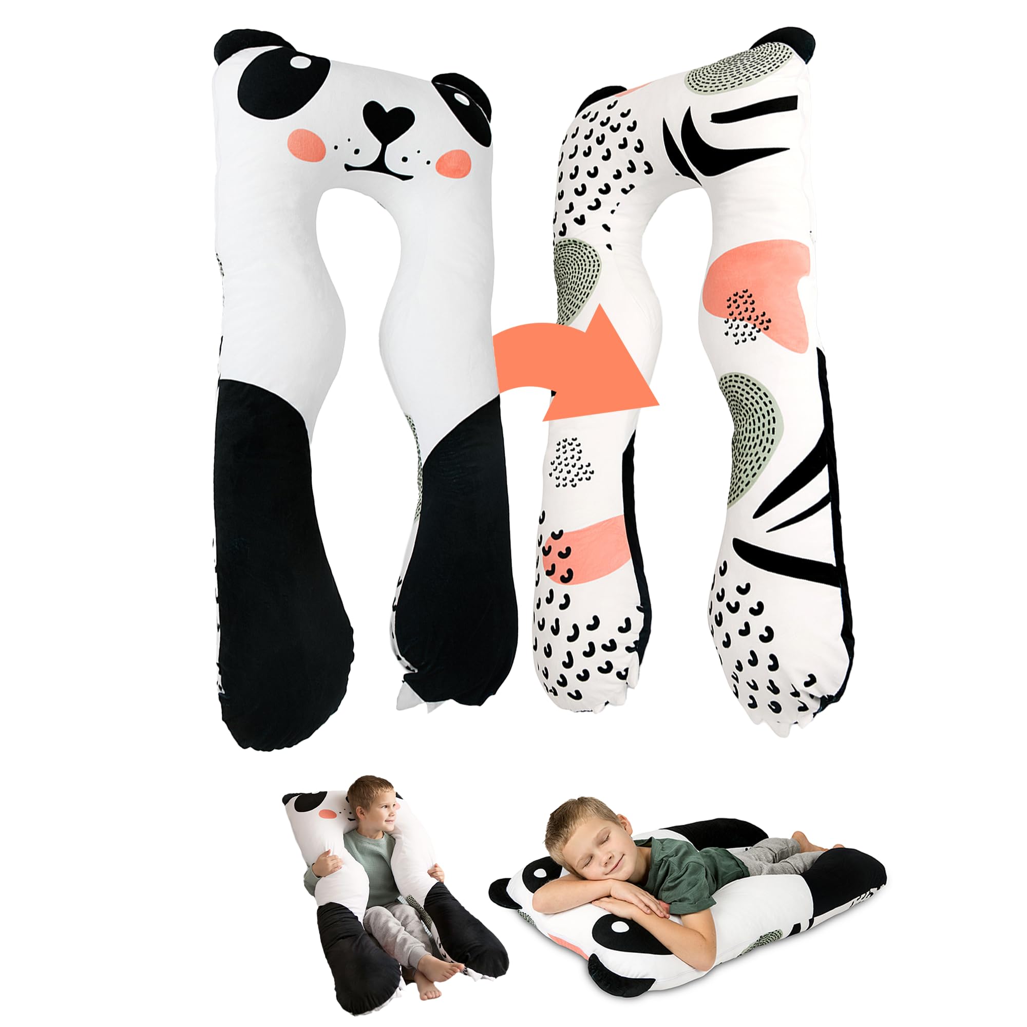 MAKOSAS KomfortKissen Gesundheit Kinder Kissen für Bett Schlafen | Anti-Stress | ADHS Kissen Kinder (Panda)