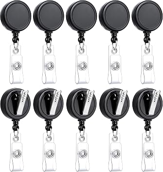 Teskyer Retractable Badge Reel Clip, 10 Pack