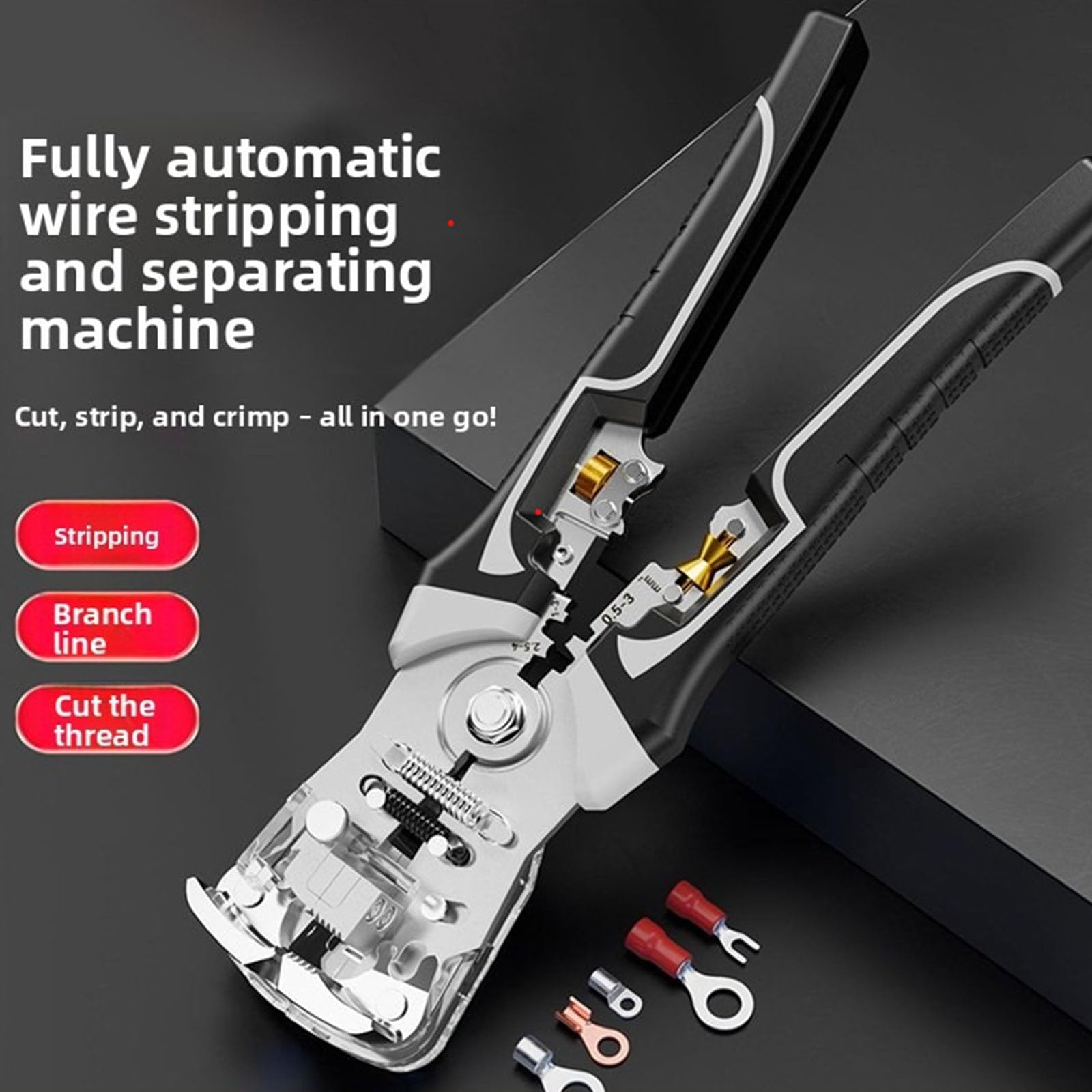 Pinza spelafili professionale per cavi da 0, 2-10 mm², Black